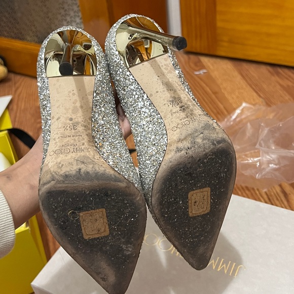 jimmy choo romy 100 silver glitter pumps size 35.5 - Picture 9 of 11